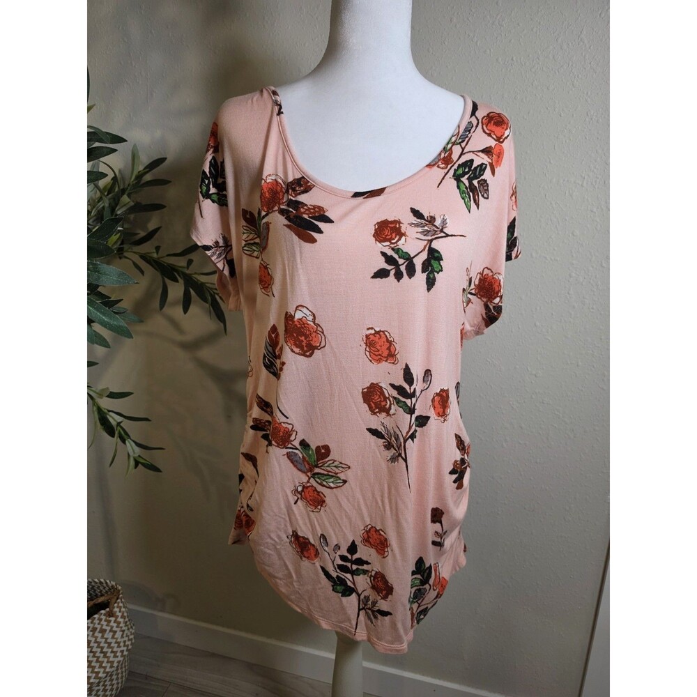 Hippie Chic Women’s Large Boho Floral Tunic Ruched Romantic Cottagecore Artsy